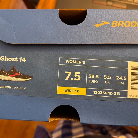 Women's Brooks Ghost 14 Running Shoes - Size 7.5 Wide - Black/Pink/Yucca - Picture 6 of 6